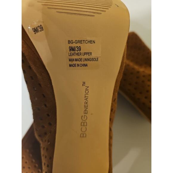 BCBGEneration Women's Leather Peep-Toe Heels Booties Size 9 M Brown Suede - Picture 5 of 8